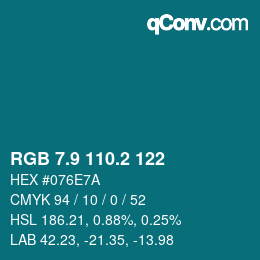 Color code: RGB 7.9 110.2 122 | qconv.com