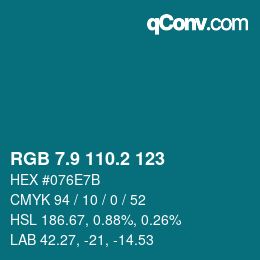 Color code: RGB 7.9 110.2 123 | qconv.com