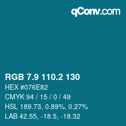 カラーコード: RGB 7.9 110.2 130 | qconv.com