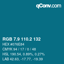 Color code: RGB 7.9 110.2 132 | qconv.com