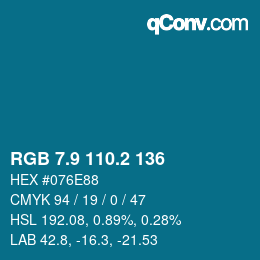 Color code: RGB 7.9 110.2 136 | qconv.com