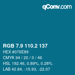 Color code: RGB 7.9 110.2 137 | qconv.com