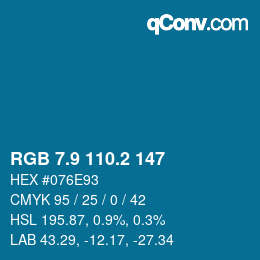 カラーコード: RGB 7.9 110.2 147 | qconv.com