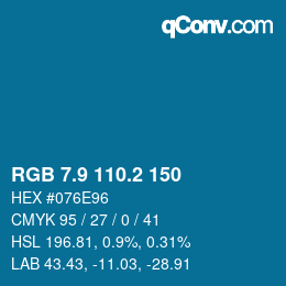 Color code: RGB 7.9 110.2 150 | qconv.com