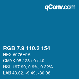 カラーコード: RGB 7.9 110.2 154 | qconv.com