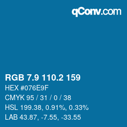 カラーコード: RGB 7.9 110.2 159 | qconv.com
