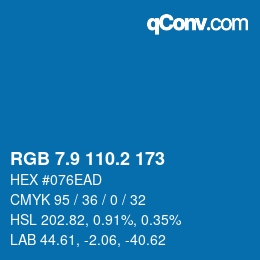 Color code: RGB 7.9 110.2 173 | qconv.com