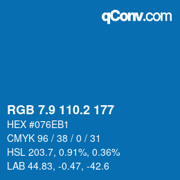 カラーコード: RGB 7.9 110.2 177 | qconv.com