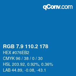Código de color: RGB 7.9 110.2 178 | qconv.com