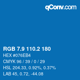 カラーコード: RGB 7.9 110.2 180 | qconv.com