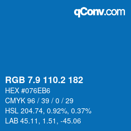 Color code: RGB 7.9 110.2 182 | qconv.com