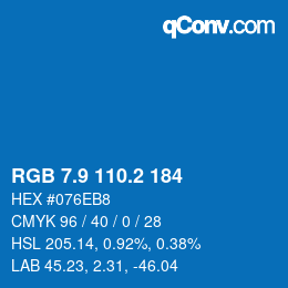 Color code: RGB 7.9 110.2 184 | qconv.com