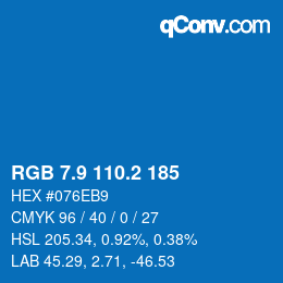 Color code: RGB 7.9 110.2 185 | qconv.com