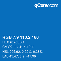Color code: RGB 7.9 110.2 188 | qconv.com