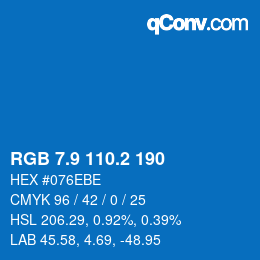 Color code: RGB 7.9 110.2 190 | qconv.com