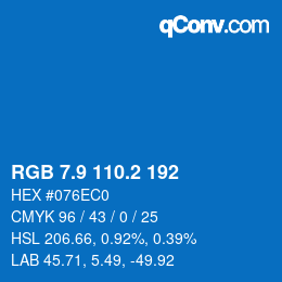 カラーコード: RGB 7.9 110.2 192 | qconv.com