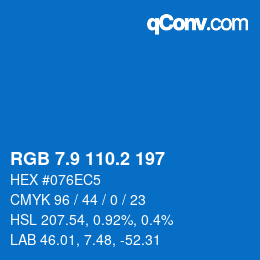 カラーコード: RGB 7.9 110.2 197 | qconv.com