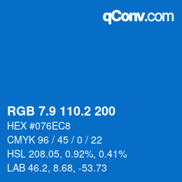 カラーコード: RGB 7.9 110.2 200 | qconv.com
