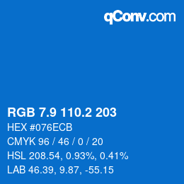 カラーコード: RGB 7.9 110.2 203 | qconv.com