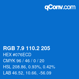 カラーコード: RGB 7.9 110.2 205 | qconv.com