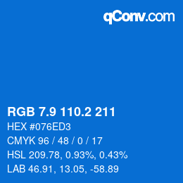 カラーコード: RGB 7.9 110.2 211 | qconv.com