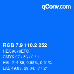 Color code: RGB 7.9 110.2 252 | qconv.com