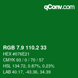 カラーコード: RGB 7.9 110.2 33 | qconv.com