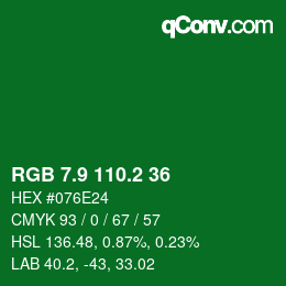 カラーコード: RGB 7.9 110.2 36 | qconv.com
