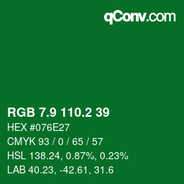 カラーコード: RGB 7.9 110.2 39 | qconv.com