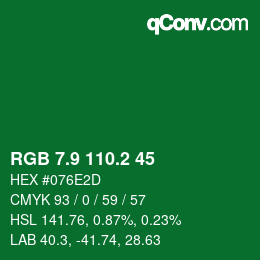 カラーコード: RGB 7.9 110.2 45 | qconv.com