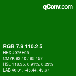 カラーコード: RGB 7.9 110.2 5 | qconv.com