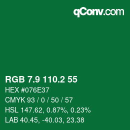 カラーコード: RGB 7.9 110.2 55 | qconv.com