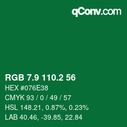 カラーコード: RGB 7.9 110.2 56 | qconv.com
