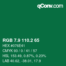 カラーコード: RGB 7.9 110.2 65 | qconv.com