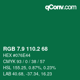 カラーコード: RGB 7.9 110.2 68 | qconv.com
