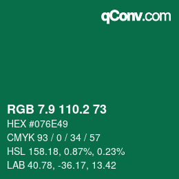 カラーコード: RGB 7.9 110.2 73 | qconv.com