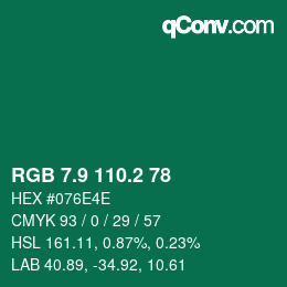 カラーコード: RGB 7.9 110.2 78 | qconv.com