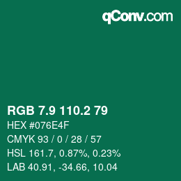 カラーコード: RGB 7.9 110.2 79 | qconv.com