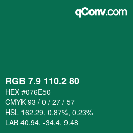 カラーコード: RGB 7.9 110.2 80 | qconv.com