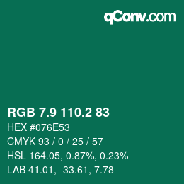 カラーコード: RGB 7.9 110.2 83 | qconv.com