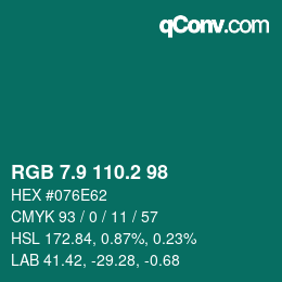 Color code: RGB 7.9 110.2 98 | qconv.com