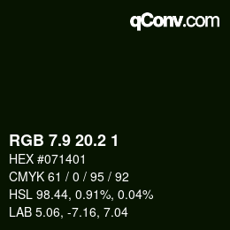 Color code: RGB 7.9 20.2 1 | qconv.com
