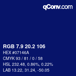 カラーコード: RGB 7.9 20.2 106 | qconv.com