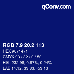カラーコード: RGB 7.9 20.2 113 | qconv.com