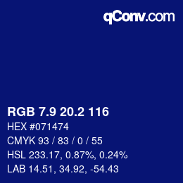カラーコード: RGB 7.9 20.2 116 | qconv.com