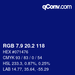 カラーコード: RGB 7.9 20.2 118 | qconv.com