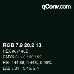 Color code: RGB 7.9 20.2 13 | qconv.com