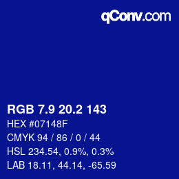 カラーコード: RGB 7.9 20.2 143 | qconv.com