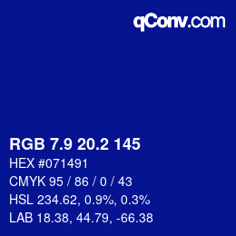 カラーコード: RGB 7.9 20.2 145 | qconv.com