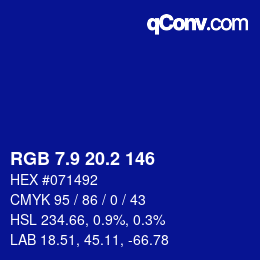 カラーコード: RGB 7.9 20.2 146 | qconv.com